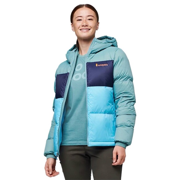 Cotopaxi Solazo Sky and Navy Hooded Down Jacket - Picture 3 of 8
